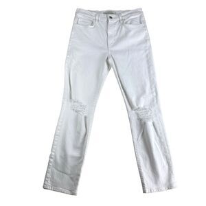 Joes Jeans Womens 30 The Luna High Rise Cigarette Ankle White Distressed Denim